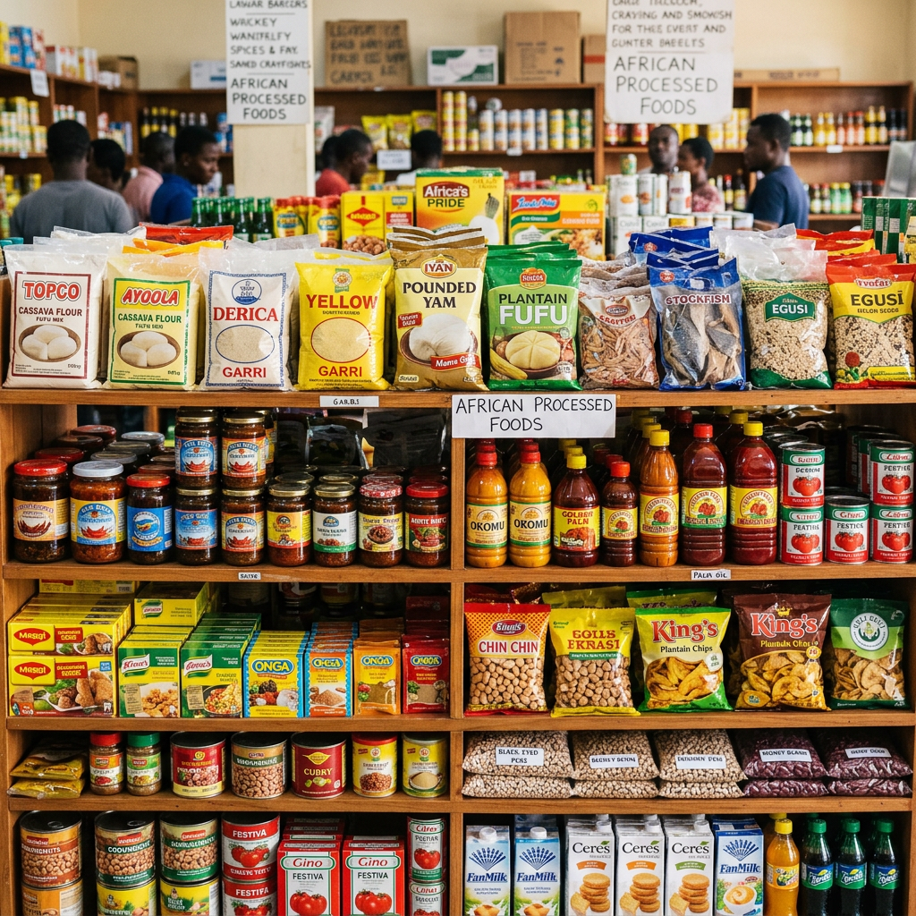 Packaged African processed food items